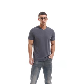 VEIISAR Premium V Neck T Shirts for Men - Modern Fitted Tees Vneck Undershirts V8 Dark Grey XXL