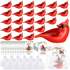 Conelist 24 Sets Christmas Party Favors Soy Wax Candles with Organza Bag and Cards Bulk Portable Candle Party Favors Christmas Gifts for Guest Celebration Xmas Supplies Decor (Cardinal Bird)