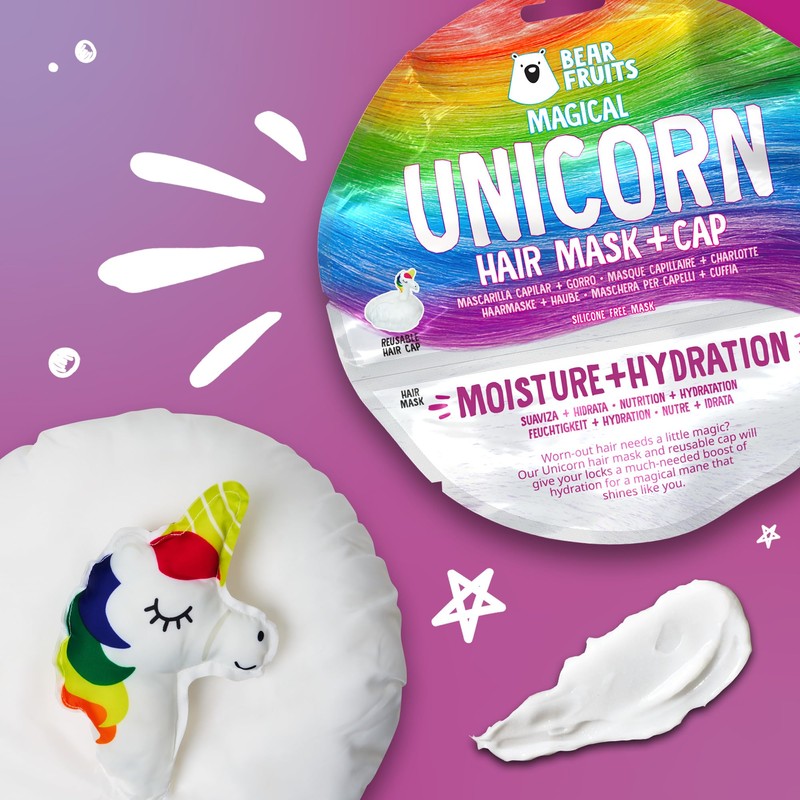Bear Fruits Magic Moisturizing Hair Mask 20ml + Unicorn Cap