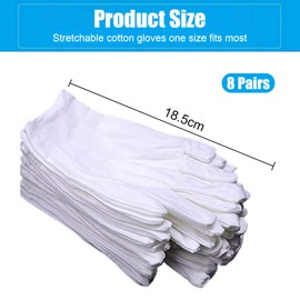 Yeomju 8 Pairs White Cotton Gloves for Inspection, Costume, and Dry Hands Eczema Moisturising SPA, White