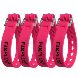 Fixplus -Strap Pack of 4 – Lashing Strap for Securing Fastening Bundling and Lashing Made of Special Plastic with Aluminium Buckle 35 cm x 2.4 cm (Pink)