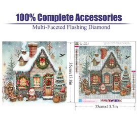 LWZAYS Christmas Diamond Art Kits for Adults, 5D Xmas Shop Diamond Painting Kit for Beginners, DIY Full Round Drills Gem Art and Crafts for Home Decor 14 * 14 inch