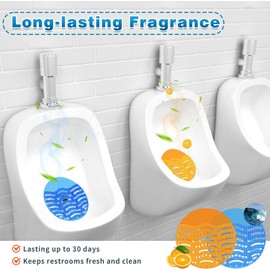 Urinal Screens 26 Pack, Urinal Screen Deodorizer Anti-splash Anti-clogging, for Public Restrooms, Bathrooms, Restaurants, Offices, Schools, 13 Pack Blue & 13 Pack Orange