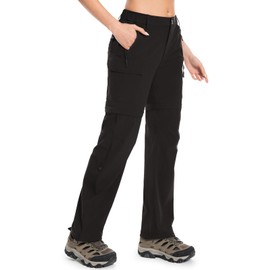 Wespornow Women's-Hiking-Pants Convertible-Zip-Off-Quick-Dry-Pants for Cargo, Camping, Travel, Outdoor, Fishing, Safari (Black, X-Large)