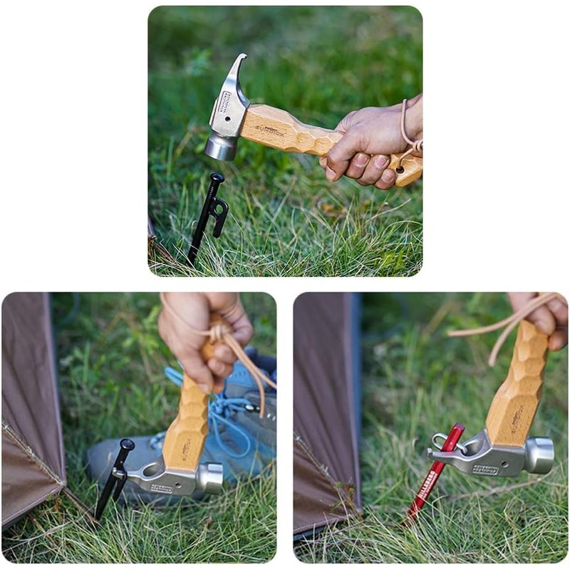 Peg Hammer, Short Hammer, Lightweight, Compact, Camping, Wooden Handle, Chestnut