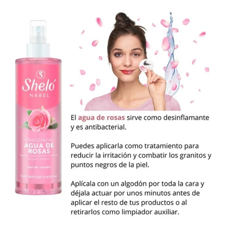 Tónico Facial Agua Rosas Hidratante Sheló Nabel Tipo