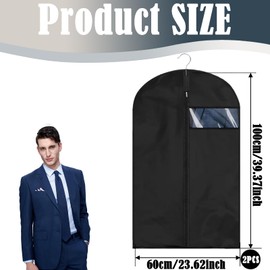 2 PCS Suit Covers for Hanging Clothes, Suit Bag, Suit Bags for Men, Suit Bags for Women, Suit Cover, Suit Bags for Suit Coat Jacket Home Wardrobe Storage(60 * 100cm)
