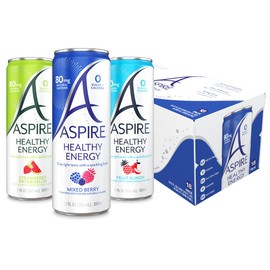 Aspire Fan's Choice Healthy Energy Drink 18 Pack Variety Pack - Zero Sugar - Low Caffeine, Keto Friendly - Refreshing Sparkling Boost