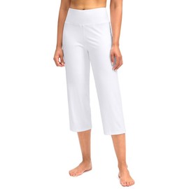 G Gradual Capri Pants for Women High Waist Workout Yoga Pants with Pockets Tummy Control Leggings Crop Straight(White,M)