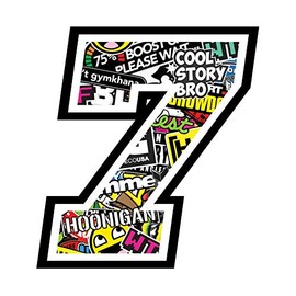 Sticker NUMBER 7 RACE 12 cm - STICKER BOMB - race cross track car motorcycle stickers
