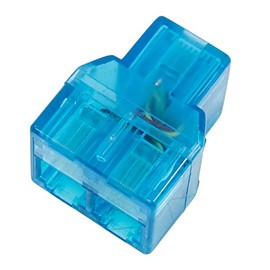 Modular Cord, Telephone Wire, Relay and Distribution Connector, 2 Female to 1 Female, 6 Poles, 2 and 4 Cores, Clear Blue