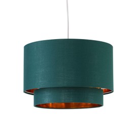 firstchoicelighting Dark Green Ceiling Light Shade, Easy Fit Pendant Shade, Metallic Gold Inner, Diameter 38cm