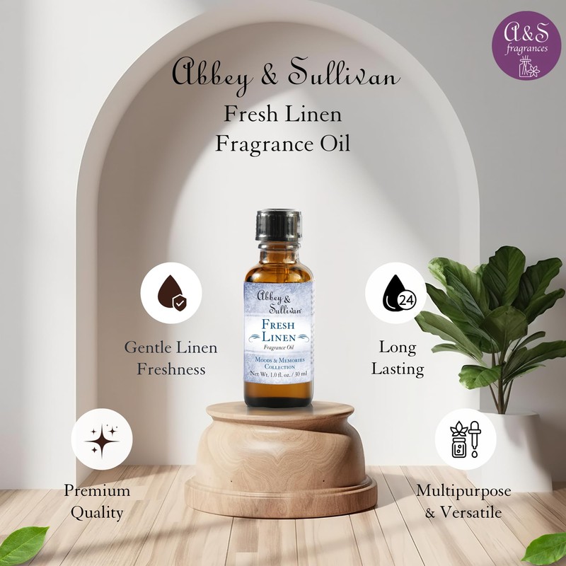 Abbey & Sullivan Fragrance Oil, Fresh Linen, 1 oz.