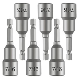 6-Pc 7/16" Magnetic Nut Driver Bits – 65mm (2.5") Impact Ready Bits, Cr-V Steel, 1/4" Hex Shank for Impact Drivers & Drills – Heavy Duty Magnetic Nut Setters for Sockets, Fasteners & DIY Projects