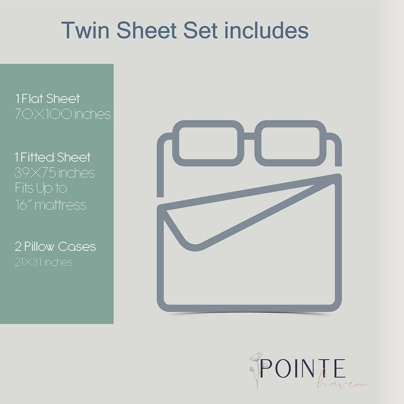 Pointehaven Flannel Deep Pocket Set with Oversized Flat Sheet, Twin,