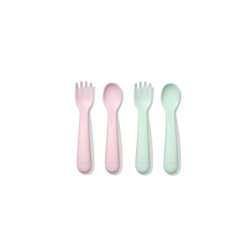 OXO Tot Plastic Fork and Spoon Set - Opal and