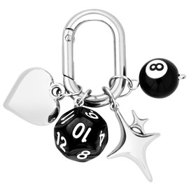 PLwelth 8 Ball Keychain Star Keyring Funny Dice Keychain for Women Men Creative Billiard Keyring Cute Y2k Aesthetic Accessories for Car Keys Backpack Wallet Pool Player Gifts for Him Stocking Stuffers