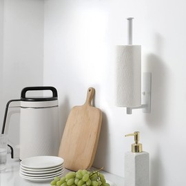 Paper Towel Holders,Paper Towels Rolls - for Kitchen,Wall Mounted Paper Towel Roll Holder for Kitchen, Bathroom,Both Available in Adhesive and Screws,Stainless Steel-White