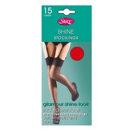 Silky Super Shine plain top stockings black one size 5'0" - 5'8"