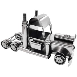 BRUBAKER Wine Bottle Holder 'Truck' - Table Top Metal Sculpture - with Greeting Card