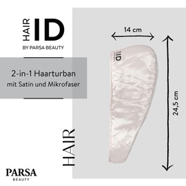 PARSA Beauty Hair ID 2-in-1 Hair Turban Anti-Frizz Turban Microfibre and Satin Hair Turban for Hair Drying and Hair Protection, Premium Reversible Function, Frizz Control, Hair Care for Day and Night