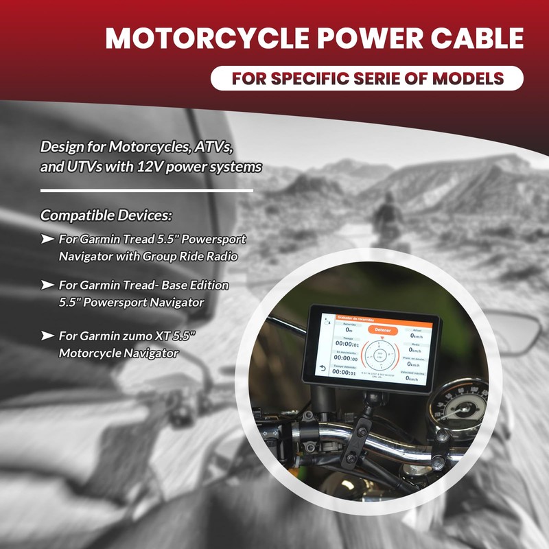010-12953-03 Motorcycle Power Cable for Garmin Tread and zūmo XT
