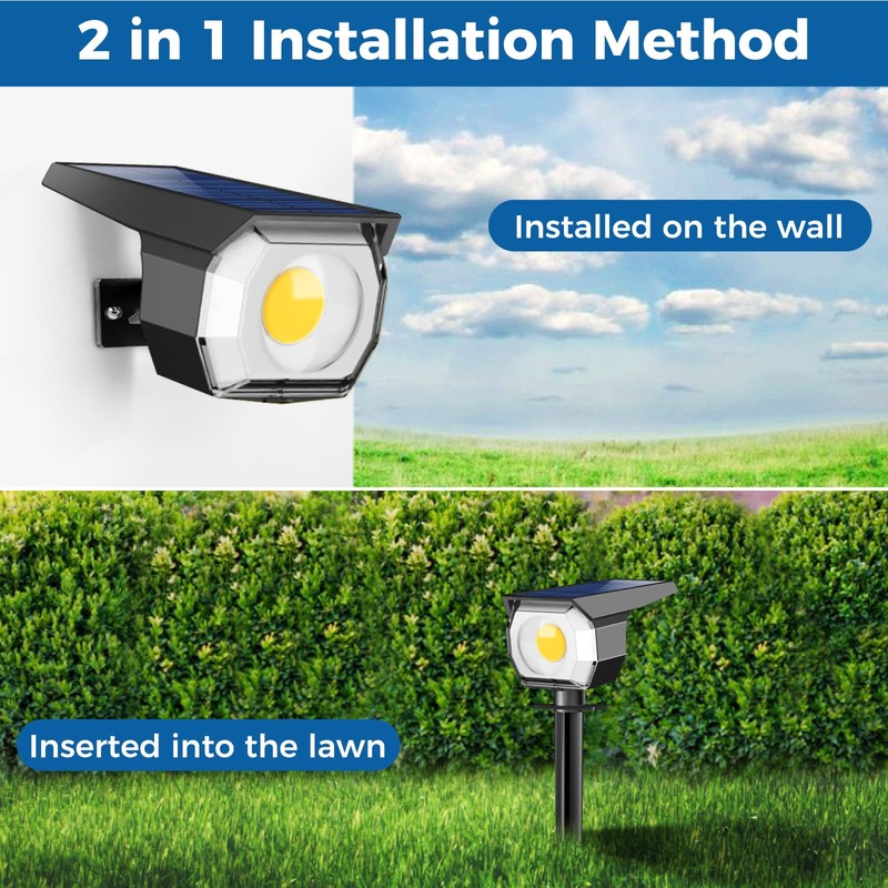 Peasur 2 Pack Solar Spot Lights Outdoor, Solar Spotlights Outdoor