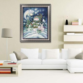 5D Diamond Painting Diamond Painting Pictures, Wowdecor Christmas Snowman Moon Stars Full Set Large DIY Diamond Painting by Numbers