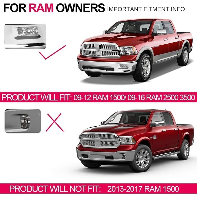 DOTCOM Front Bumper Fog Lights Assembly Compatible With Dodge RAM