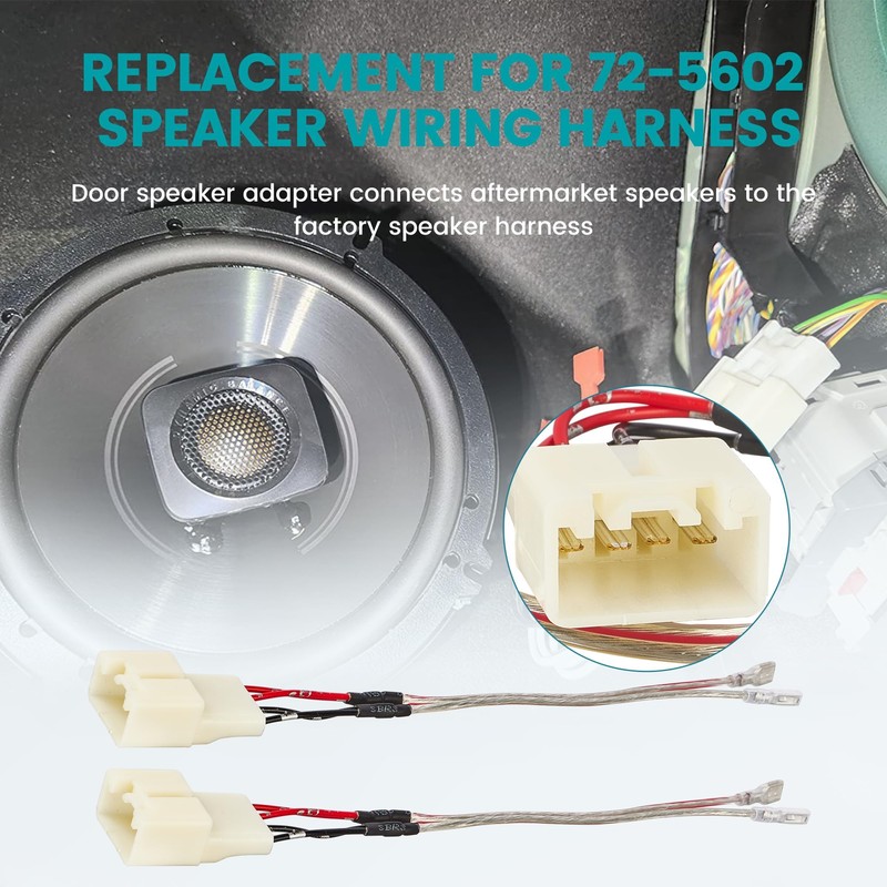 NuIth 6.5 Inch Front Rear Door Speaker Spacer W/Speaker Wiring