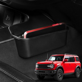 XWQZ Center Console Shifter Storage Box Compatible with Ford Bronco 2025,Gear Side Storage Organizer Tray for Bronco Interior Accessories 2/4-Door 2021 2022 2023 2024,Black Console Shifter Storage Box