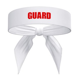 Guard Sport Head Tie Headband Red/White - Unisex Men's Women's Cross Stretch Pool Beach First Aid Safety Swimming (Guard - White Headband)