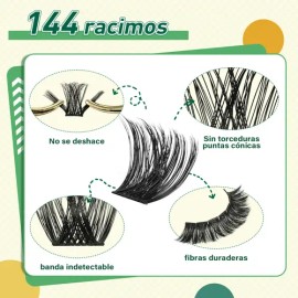 Extensiones De Pestañas Kit Ivy 144pcs Mixta Gruesa Natural Espesor 0.07 mm Largo 1.8 cm Tipo de curvatura D