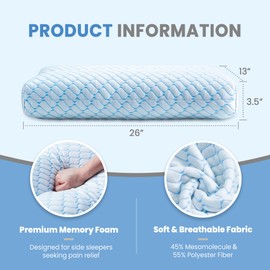 puredown Knee Pillow for Side Sleepers, Leg Elevation Pillow for Side Sleeping, Pillow Between Legs for Aligns Spine, Support for Pregnancy Relieves Pressure Hip Leg and Improve Sleeping, White