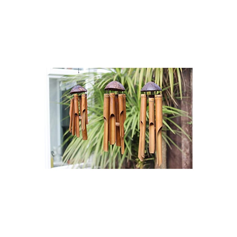Bamboo Wind Chime Fair Trade - Hand Carved Hanging Accessory