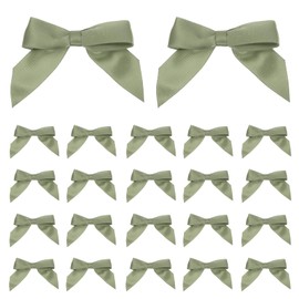 PATIKIL 2" Satin Ribbon Bow, 50 Pcs Mini Bows with Double-Sided Tape Self Adhesive for DIY Craft Gift Wrapping Treat Bags Decoration, Green