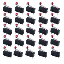 HUAZIZ 25 Pieces 250V 5A SPDT 1NO 1NC Momentary Hinge Roller Lever Micro Switch 3 Pins, Limit Switch with Momentary Roller Lever Arm Snap Action Hinge Mini Toggle Switch