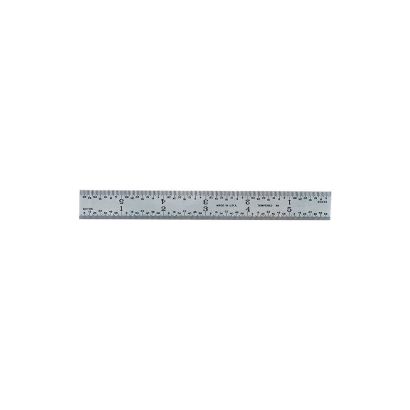 Mitutoyo 182-101, Steel Rule, 6" (4R), (1/8, 1/16, 1/32, 1/64"),