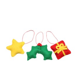 Crafty You Crafty Me - Christmas Decoration Felt Sewing Craft Kit (Star, Holly, Present), Make Your Own Xmas Tree Decorations, Made in UK