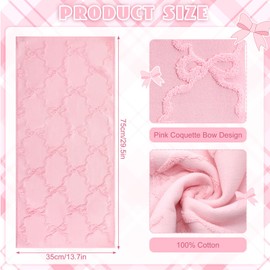 FuWeave 2 Pcs Pink Bow Hand Towels for Bathroom Coquette Hand Towels 100% Cotton Absorbent Decorative Jacquard Weave Bath Decor Preppy Bathroom Decor Gift, 13.7 x 29.5 Inch