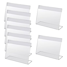 GSHLLO 20 Pcs 5 x 8cm Mini Sign Display Holder Small Acrylic Label Holder Plastic Name Card Stand Transparent Price Tag Stand Food Label Card Holder for Buffet Supermarket