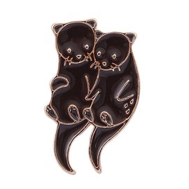 Otter Enamel Pin Cute Cartoon Animal Brooch Pins Sea Otter Gift Jewelry Backpack Lapel Brooches for Men Women Otter Lover Gift (A pair of otters)