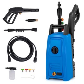 Goplus Electric Pressure Washer, 1900 PSI 1.8 GPM High Pressure Power Washer w/ 4 Quick Connect Nozzles, Soap Bottle & 19.7 FT Hose, Portable Cleaning Machine for Car Washing, Driveway, Patio, Floor