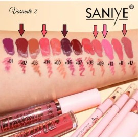 Labiales Líquidos Mate Con Lápiz Delineador Kit 12 Piezas                                                                                             