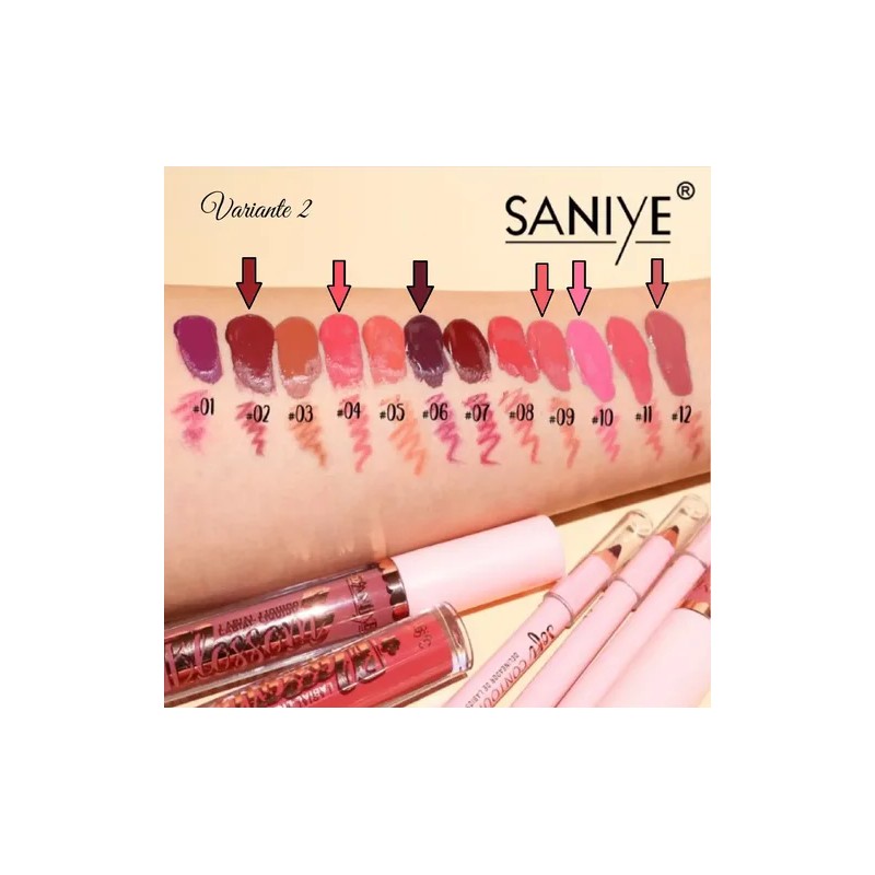Labiales Líquidos Mate Con Lápiz Delineador Kit 12 Piezas