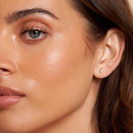 Gacimy Gold Huggie Half Hoop Earrings for Women, 1/2 Inches Small Gold Hoop Earrings for Women with 5mm Marquise Cubic Zirconia, Marquise CZ, Sterling Silver Yellow Gold Cubic Zirconia, Cubic Zirconia