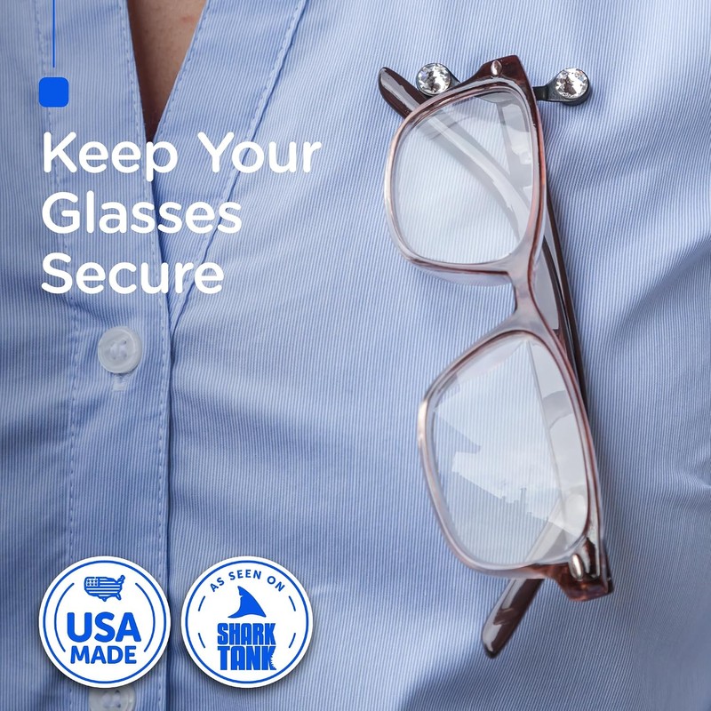 ReadeREST Magnetic Eyeglass Holder, White with Clear Crystals