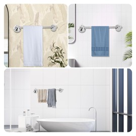 Suction Cup Towel Bar for Shower, 15.75''-25.6'' Adjustable Stainless Steel Towel Holder, Heavy Duty Suction Towel Rack with Powerful Vacuum Adsorption for Bathroom, Kitchen, RV, and Renters