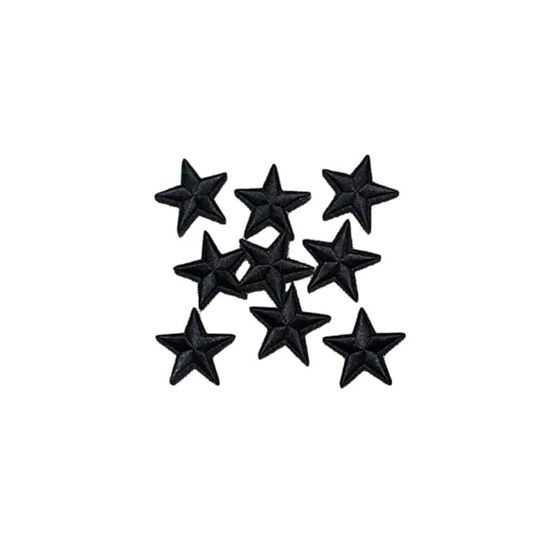Yalulu Pack of 20 Black Star Patches, Iron-On Appliqué, Iron-On