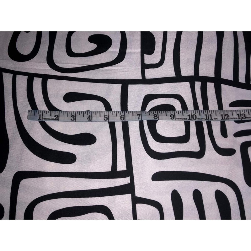 Rayon Twill White and Black Abstract Printed Fabric 58" Wide
